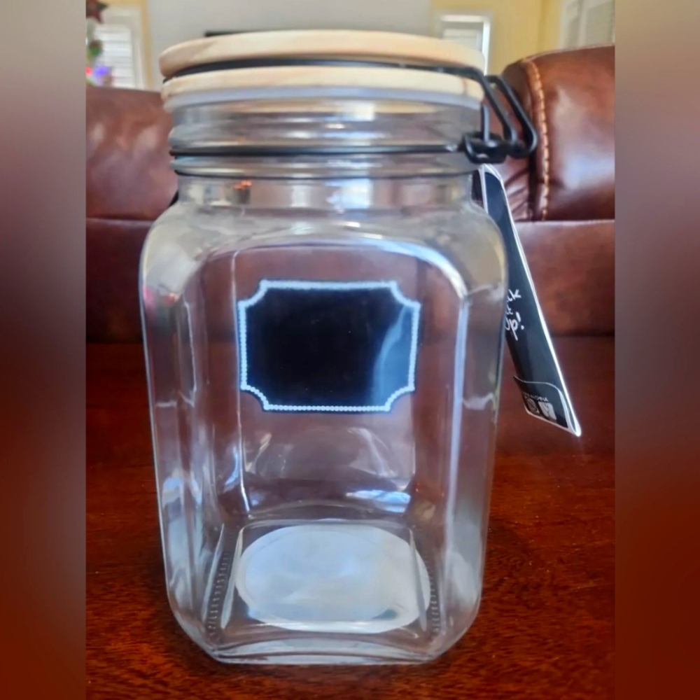 NEW HOME ESSENTIAL "CHALK IT UP" WRITE on Glass CANISTER JAR